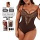 Accpet OEM Mid Tight Tummy Control Black Lace Workout Shapewear Bodysuits for Women