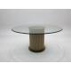 Modern Design Round Glass Dining Table For 6 People , Stainless Steel Leg Dining Room Table
