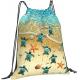 Sea Turtle Drawstring Backpack Waterproof Adjustable Lightweight Gym Drawstring Bag Sports Dance Sackpack