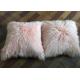 Mongolian fur pillow Blush Pink Luxurious Genuine Tibetan Mongolian fur Throw