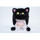 Soft Plush Cat Hat , 100% Polyester Material Washable Baby Black Cat Hat