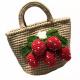 Brown Wool Hand Woven Bags 3D Strawberry For Girls 13cm×14cm