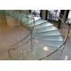 Wood Glass Tread Stainless Steel Curved Stair Circular Staircases