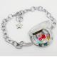 Stainless Steel Glass Round Floating Charm Living Lockets Chain Bracelet GLB019