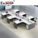 White Gray L Shaped Office Workstation Staff Desk Contemporary