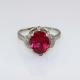 White Gold Plated Solid Silver 8mmx10mm Oval  Red Cubic Zircon Ring(R169)