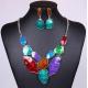 Burst models plating antique silver drop earrings Necklace with colored transparent oil