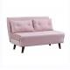 Tri Foldable Upholstered Trundle Daybed 2 Seater Pink Velvet Sofa Bed Chair