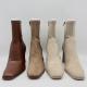 Off White Womens Leather Dress Boots soft  Tan Waterproof Leather Ankle Boots