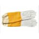 High quality white sheepskin beekeeping gloves with yellow soft ventilated