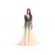 Beaded Lace European Style Long Backless Evening Dresses / Tulle Big Tail Beautiful Prom Dresses
