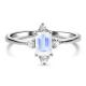 White Gold Plated Emerald Cut Blue Moonstone Engagement Rings Sterling Silver