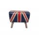 Vintage Union Jack Leather Stool Vintage Leather Bench With Wooden Legs