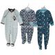 Knitted Unisex Baby Footie Romper with Animal Patch Embroidery Snap or Zipper Opening