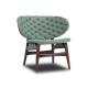 Artistic Dalma Tufted Back Chair , Wood Curved Lounge Chair Rust Treatment Steel