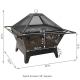 32 Inch Large Portable Charcoal Square Fire Pit Wood Burning Patio