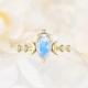 Natural Moonstone Gemstones 925 Silver Anniversary Jewelry Rings Genuine Pear Cut
