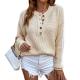 Top Polyester Product for Fall Season with Competitive Solid color button pullover sweater women's round neck top