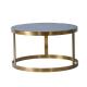 Modern Round Wooden Top Stainless Steel Metal Frame Coffee Table 90x52cm