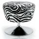 Zebra Stripe Salon Rolling Chair With Gas Spring , Chrome Steel Materials
