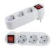 White 3 - Port Power Strip with Red Toggle Switch - Space - Saving, Suitable for Various Appliances EU Standard