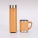 500ml Custom Logo Bamboo Fiber Wooden Drinking Bottle With Filter Cup Vacuum Flasks Water Bottle With Bamboo Lid Tea Infuser