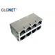 2.5G Ethernet 2RJ45 Modular Jack X4 Stacked 25.78mm Height 8 Port Connector