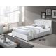 Two LED Ears Faux Leather Queen Size Upholstered Bed 4 Mental Drawers Tufted Buttons