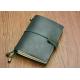 N51-S Green Leather Bound Journal Small Pocket Oiled Leather Notebook