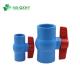 Red Handle Blue PVC Plastic Compact Ball Valve for Water Media Socket and Threaded Type