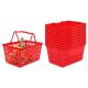 Plastic Red Supermarket Accessories Shopping Hand Basket Customzied