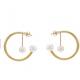 18K Gold Plated Earrings Stainless Steel Jewelry C Shape Chain Pearl For Party