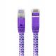 EJE Brand Flat CAT.6A FTP Blue White Stripe Patch Cable Special Design for 10 Gigabit Network