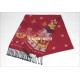 OEM Dark Red Printing Flower Long Woven Silk Scarf For Women