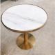 Contemporary design Round Gold stainless steel Marble top Bistro table Coffee table for hotel Club Cafe