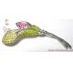 Vivid Brass Mult-color CZ Lily brooch by pink, green & yellow + Genuine White Rhodium