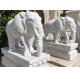 White Marble Elephant Statues Life Size Animal Sculpture Natural Stone Garden Decoration