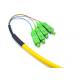 G657A1 SC / APC Pigtail Simplex , Yellow 4 Core Single Mode Fiber Optic Cable