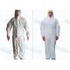 Waterproof Breathable Disposable Protective Coveralls Cotton Knitted / Elastic Cuff White Color