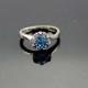925 Sterling Silver Round Blue Topaz Cubic Zircon Solitaire Ring(F11)