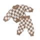 2PCS Customized Checkerboard Sweater Set 100% Cotton Knit Wear For Little Girls