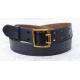 Navy Classic Leather Mens Belt , Casual Male Belts With Double Pins Gold Buckle