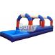 Blue / Red / White Double Lane Inflatable  With Pool Animal Theme