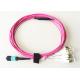 Violet Color OM4 Patch Cord , MTP / MPO To LC 40G Fiber Optic Patch Cable