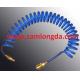 TPU Recoil air hose tube with NPT  fitting for compressed air system,blue color, yellow color