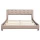 OEM Modern Queen Size Upholstered Platform Bed Frame Linen Fabric Bedroom