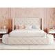 OEM/ODM Turkey simple sleeping bed beige round velvet furniture wooden frame king size Queen size Double size w/ drawer