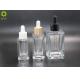 Luxury Cosmetic Essential Oil Bottles 30ml 50ml 120ml Flat Shoulder Square Glass Clear Dropper Serum Bottle