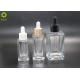 Luxury Cosmetic Essential Oil Bottles 30ml 50ml 120ml Flat Shoulder Square Glass Clear Dropper Serum Bottle