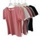 Customize Women T-shirt Cotton Spandex Rib Basic T-shirts For Women Soft Hand Feel